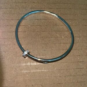Nail with stone Bangle Bracelet - Silver
